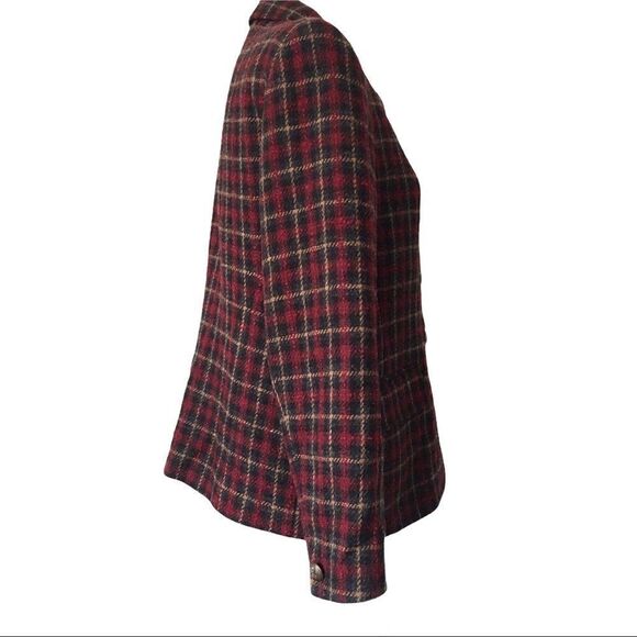 Vintage C&W Black Red Tweed Plaid Wool Preppy Blazer 12 - Picture 8 of 14